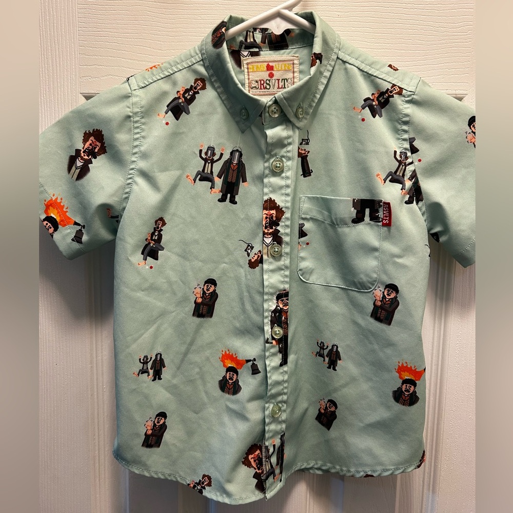 RSVLTS Toddler Home Alone button shirt.
